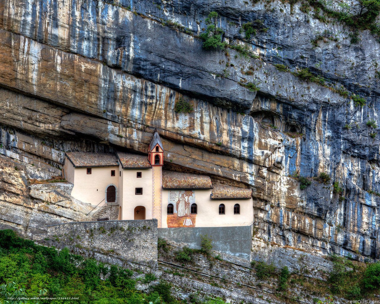 Church built into a cliff face