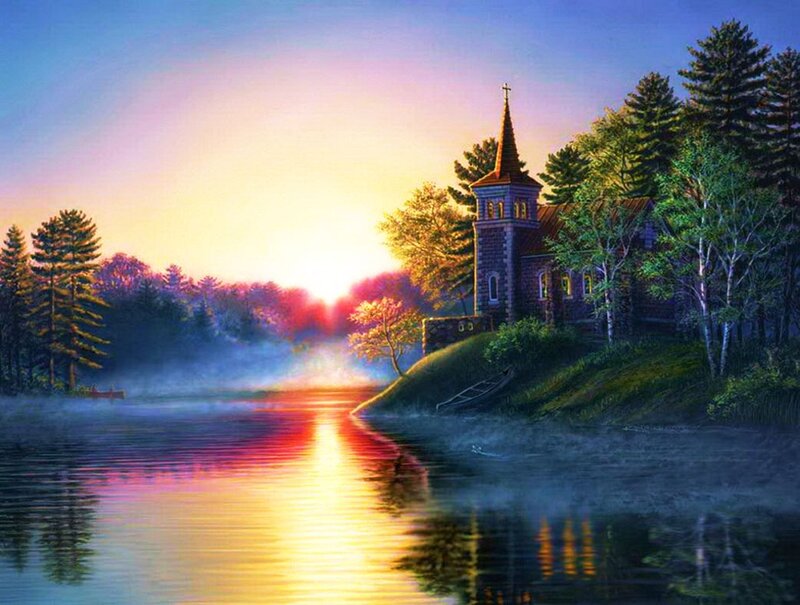 Church by a Lake
