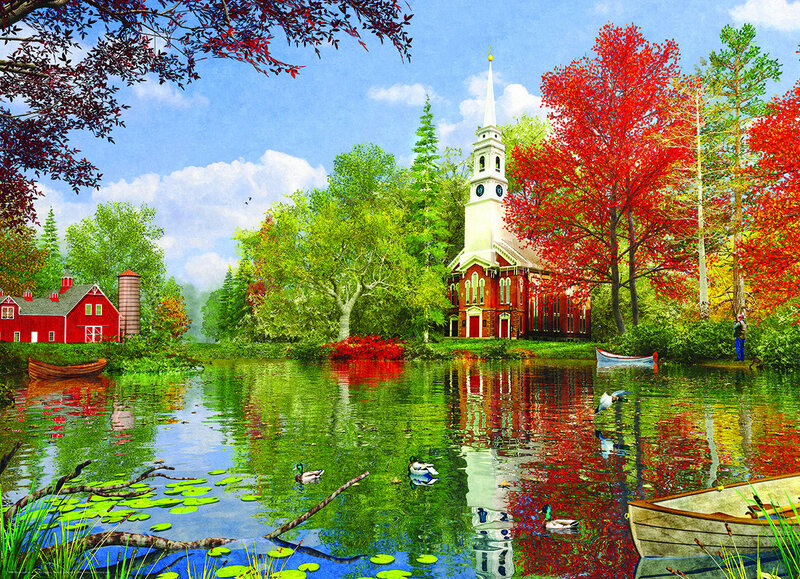 Church by a Pond