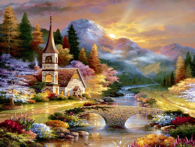 Church by a River — Gold