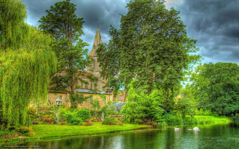 Church by a River — Green, Dramatic, Afternoon