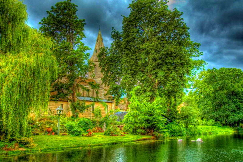 Church by a River — Green
