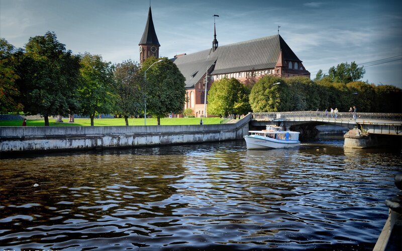 Church by the river with boat