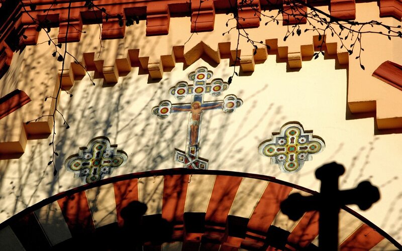 Church cross with decorative elements