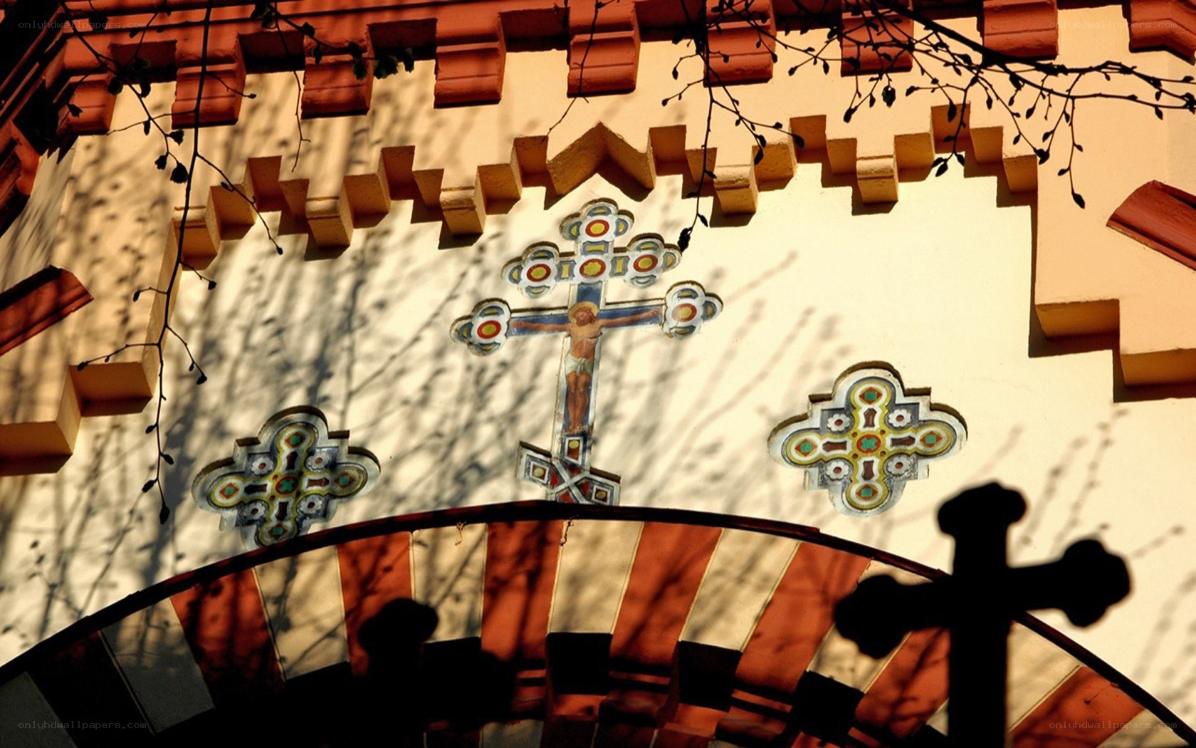 Church cross with decorative elements
