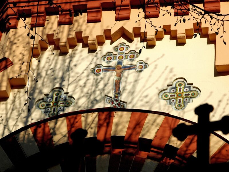 Church cross with decorative elements