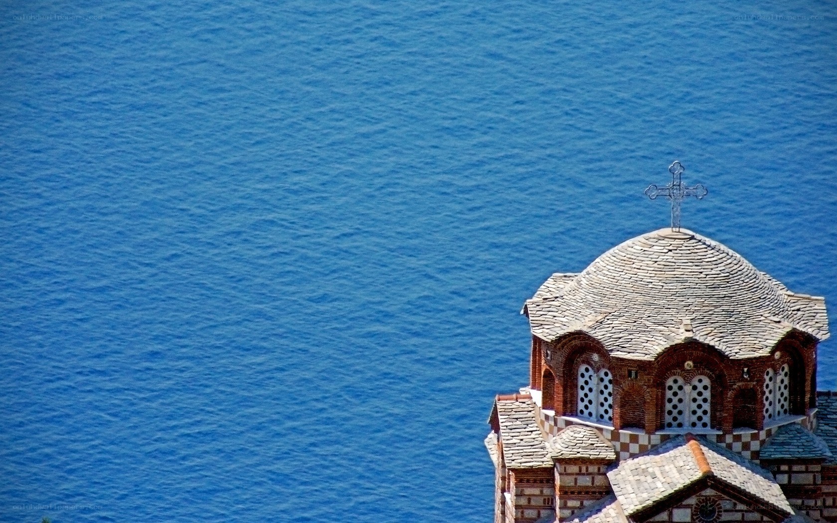 Church dome overlooking the sea