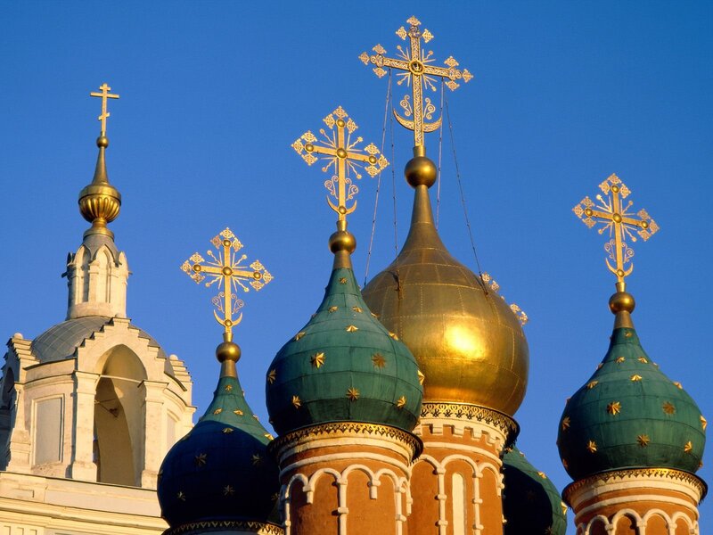Church domes with golden crosses