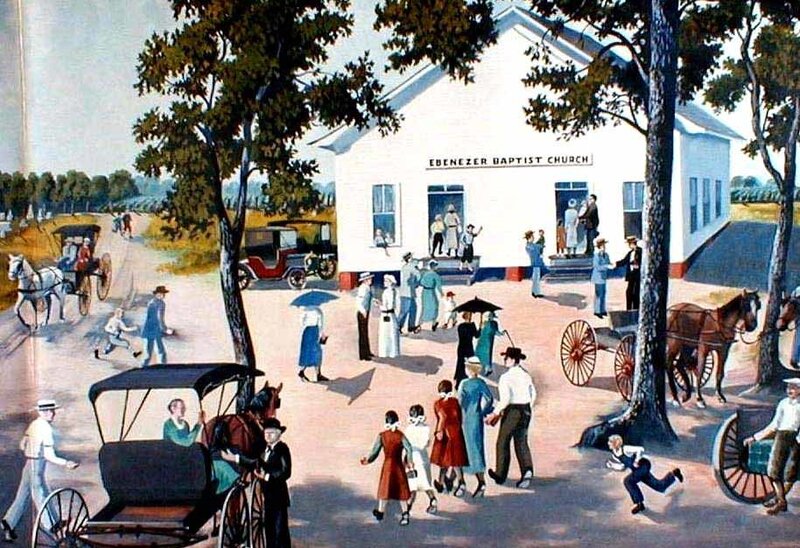 Church gathering scene