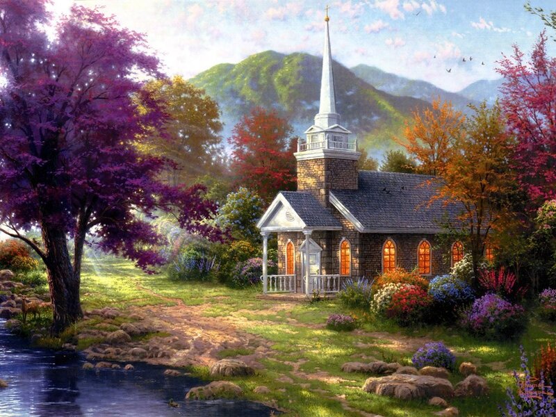 Church in a colorful valley