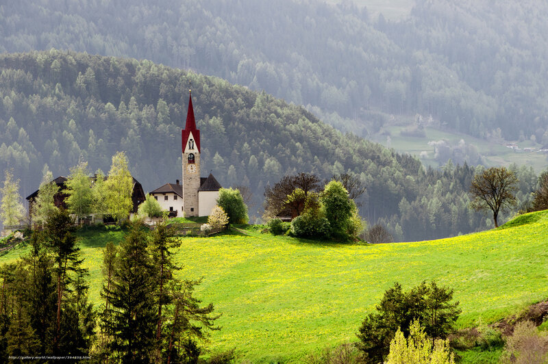 Church in a green valley