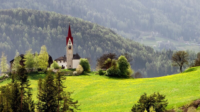 Church in a green valley