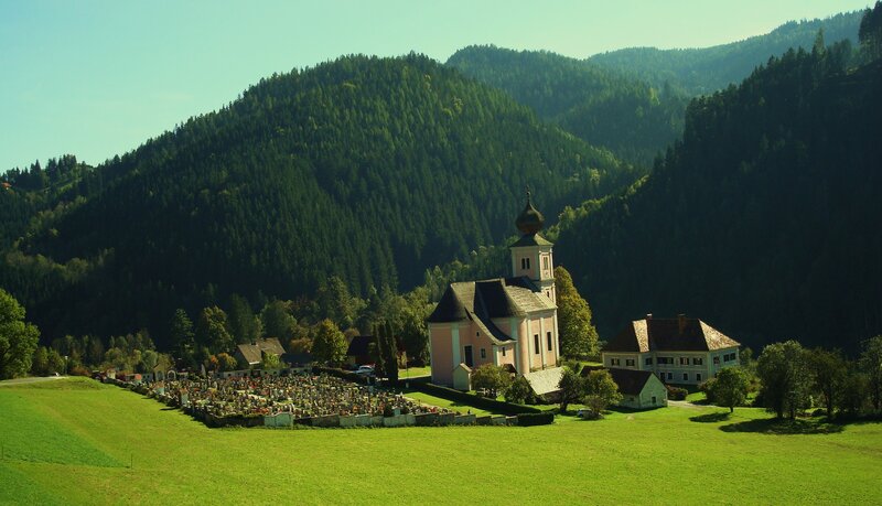 Church in a mountain valley