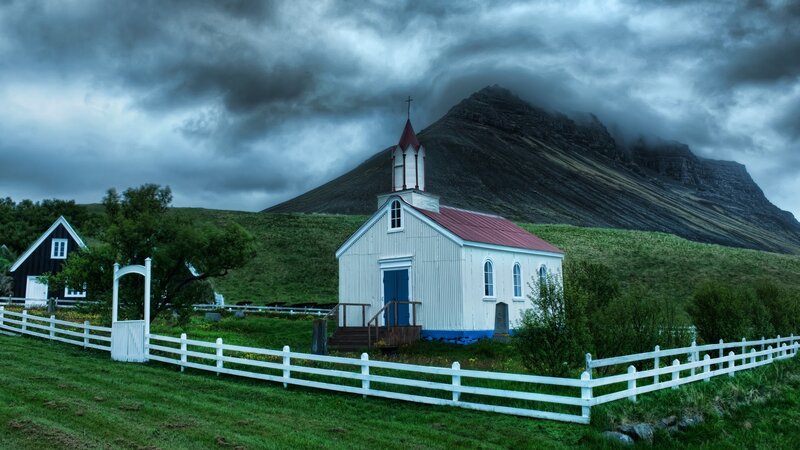 Church in a mountainous landscape