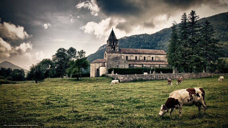 Church in a pastoral landscape