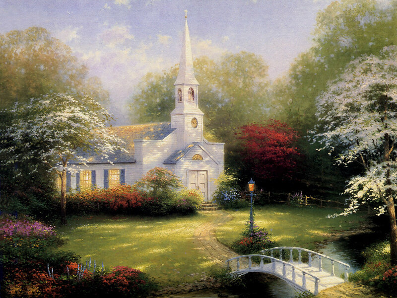 Church in a peaceful garden