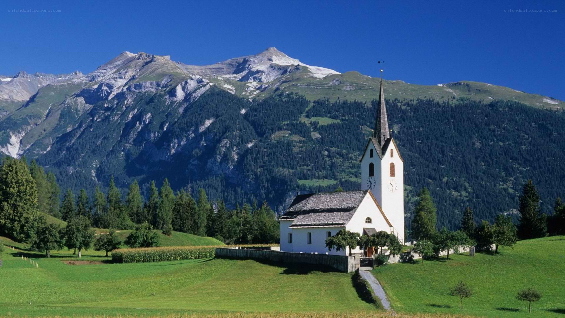 Church in alpine valley