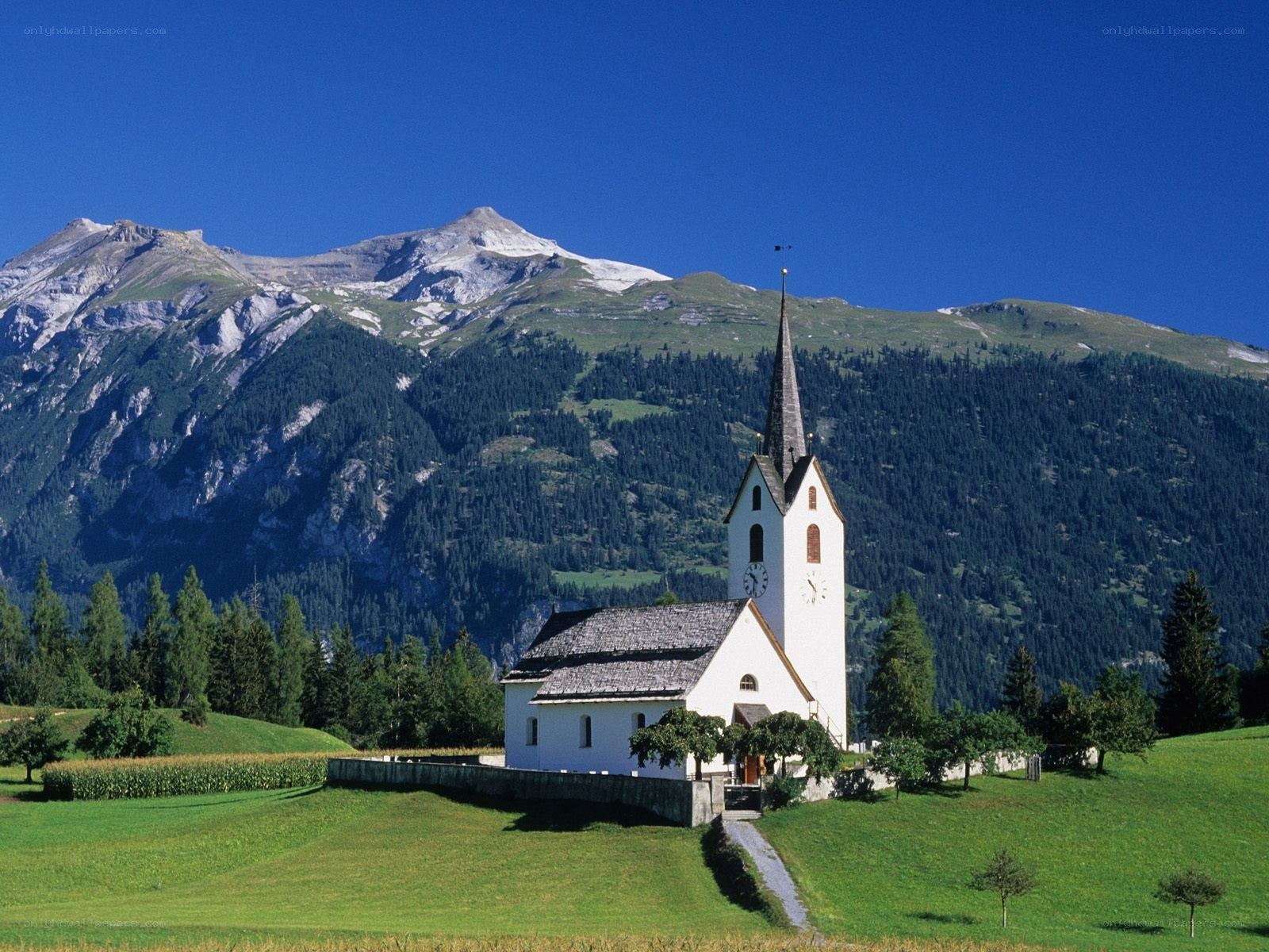 Church in alpine valley