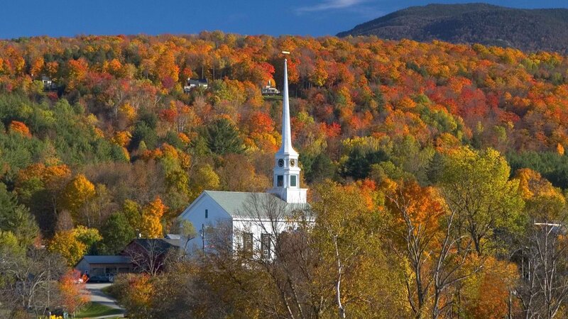 Church in autumn foliage