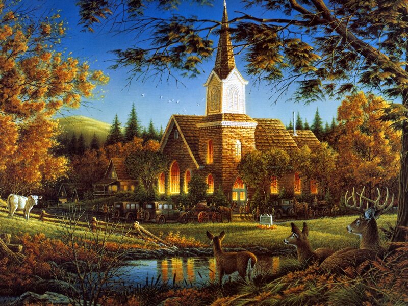 Church in Autumn Landscape