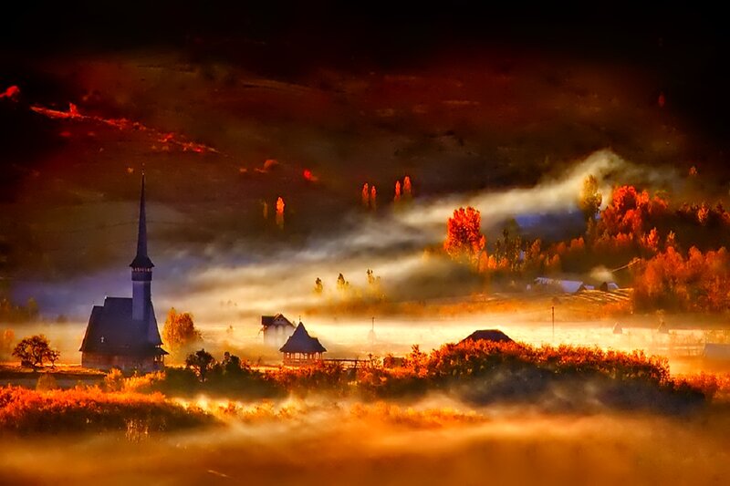 Church in Autumn Mist