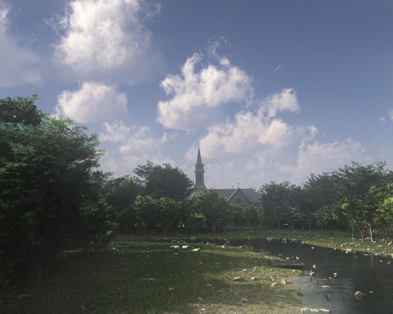 Church in Green Landscape