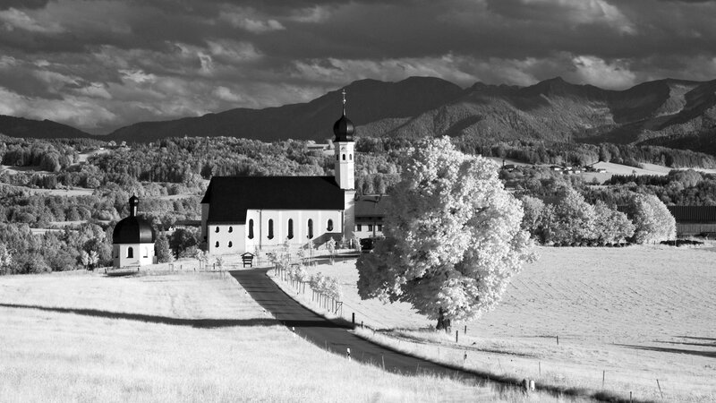 Church in mountain valley