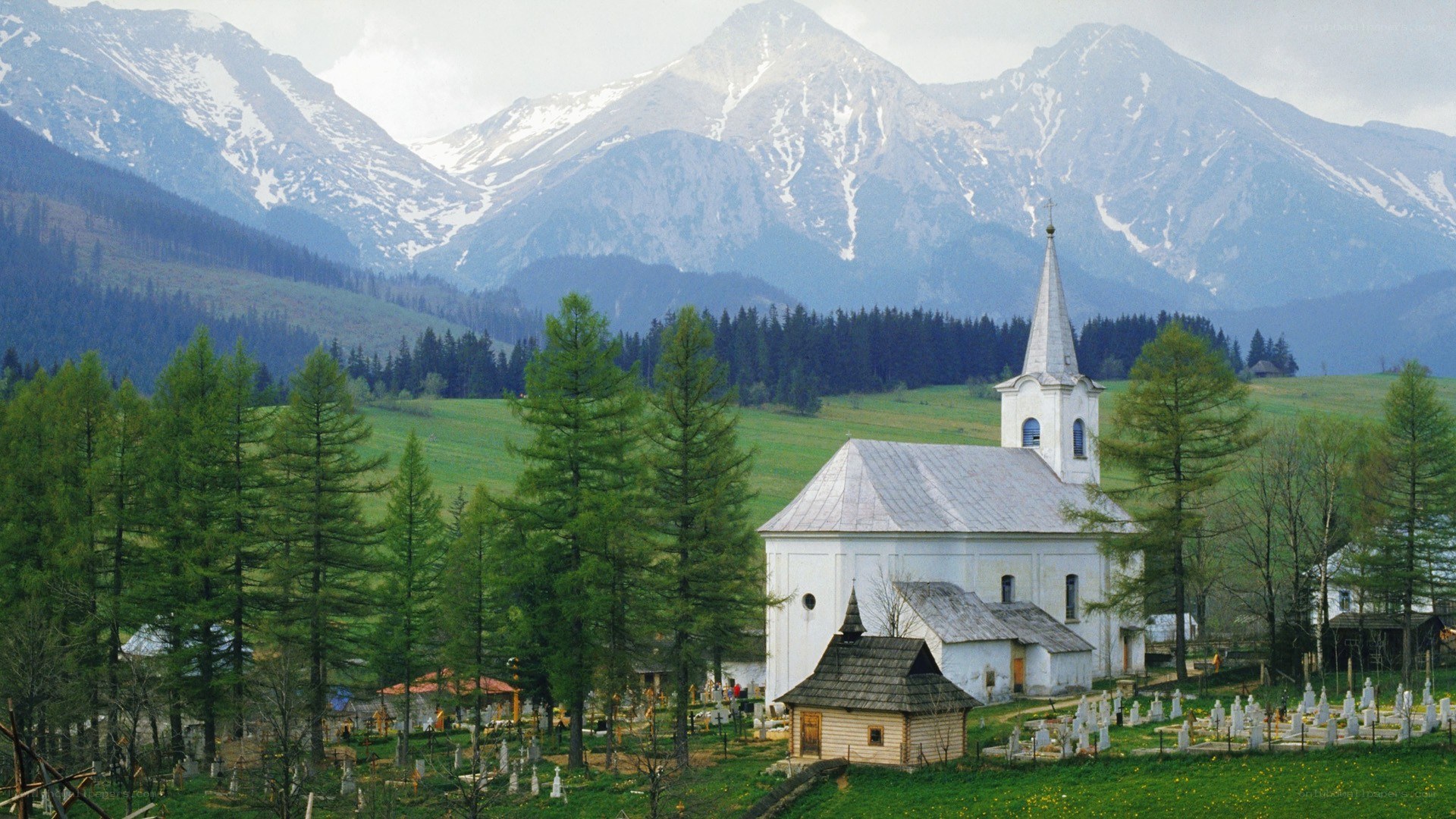 Church in mountain valley