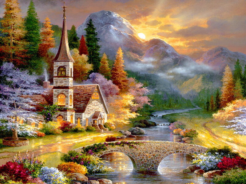 Church in Mountain Valley — Golden