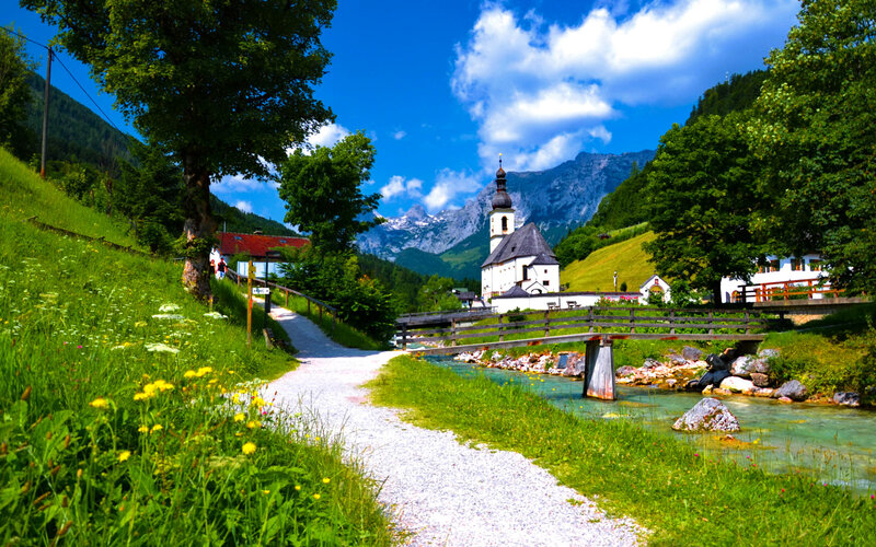 Church in Mountain Valley — Green, Serene, Summer