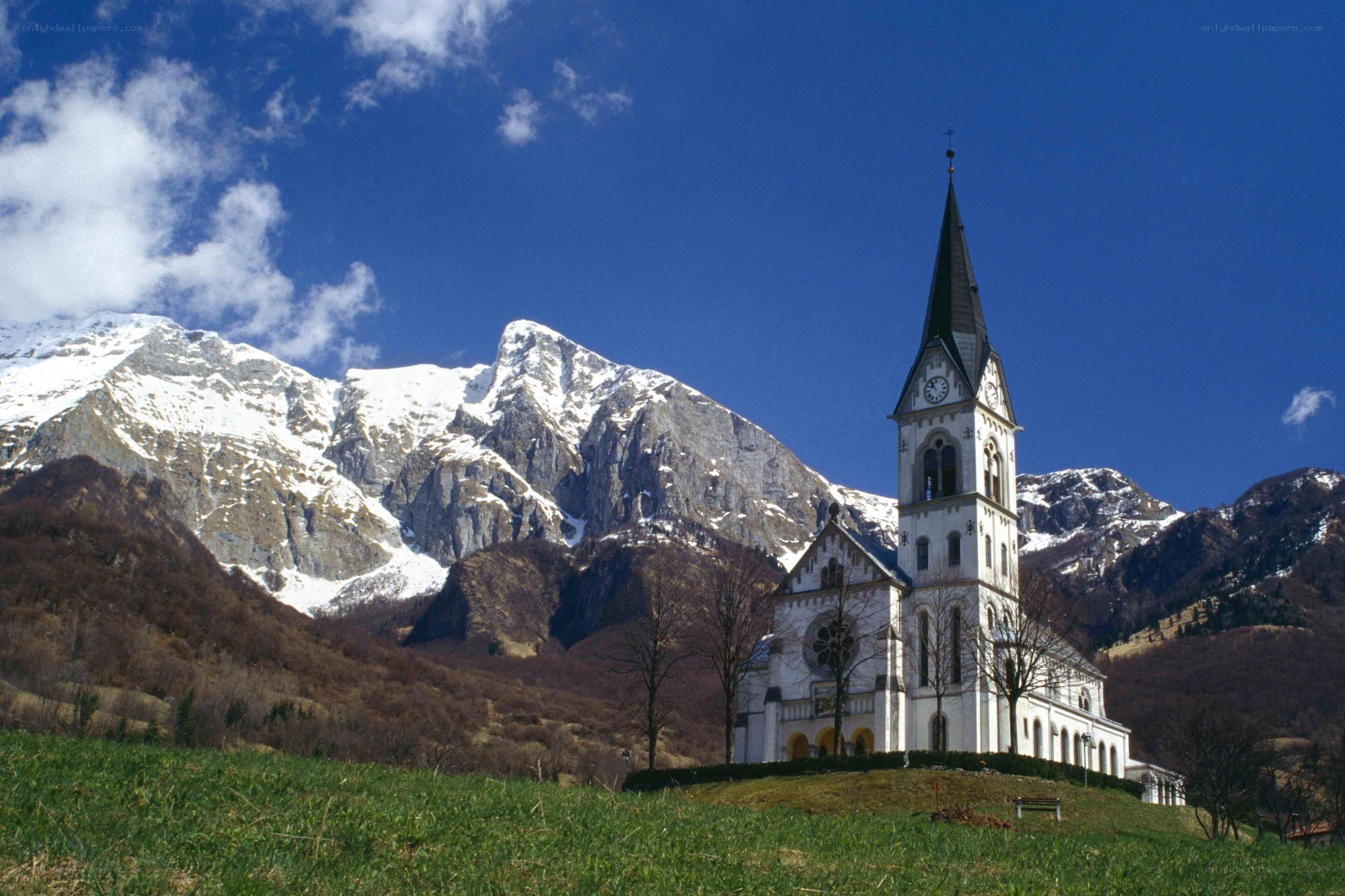 Church in mountain valley
