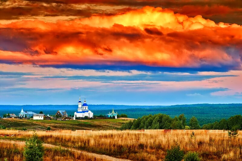 Church in Rural Landscape — Orange, Dramatic