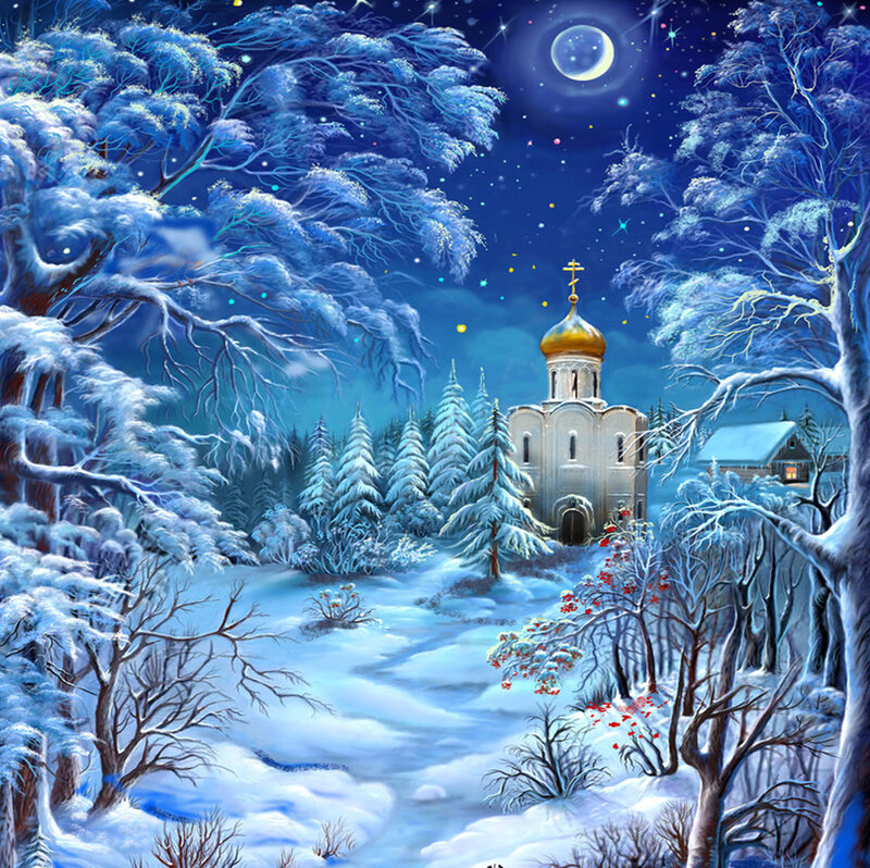 Church in Snowy Forest