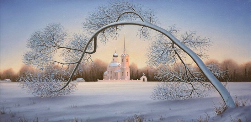 Church in Snowy Landscape — White, Serene