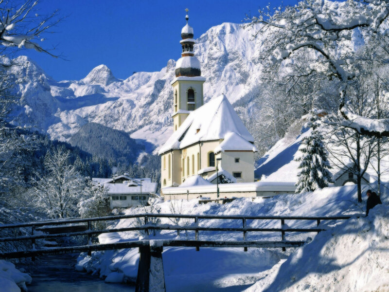Church in Snowy Village — White