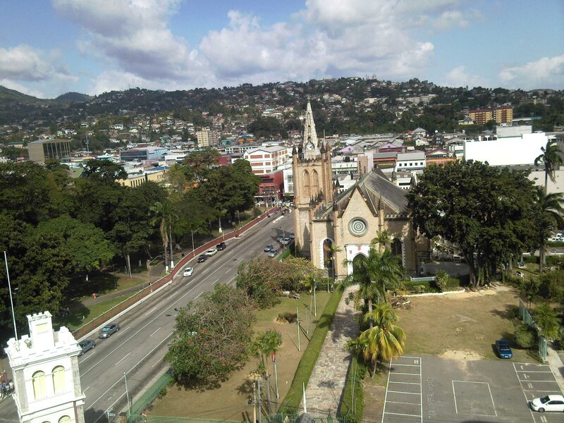 Church in urban landscape