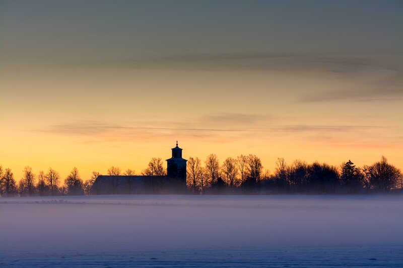 Church in Winter Landscape — Orange