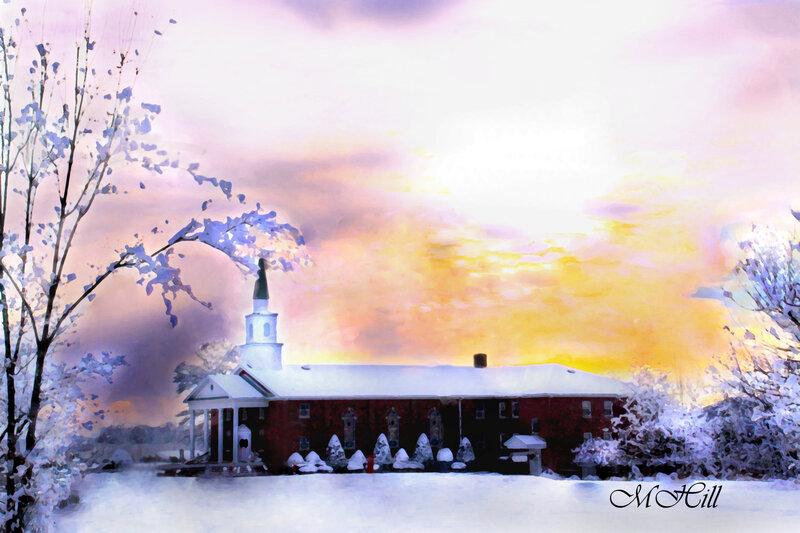 Church in Winter Landscape — White