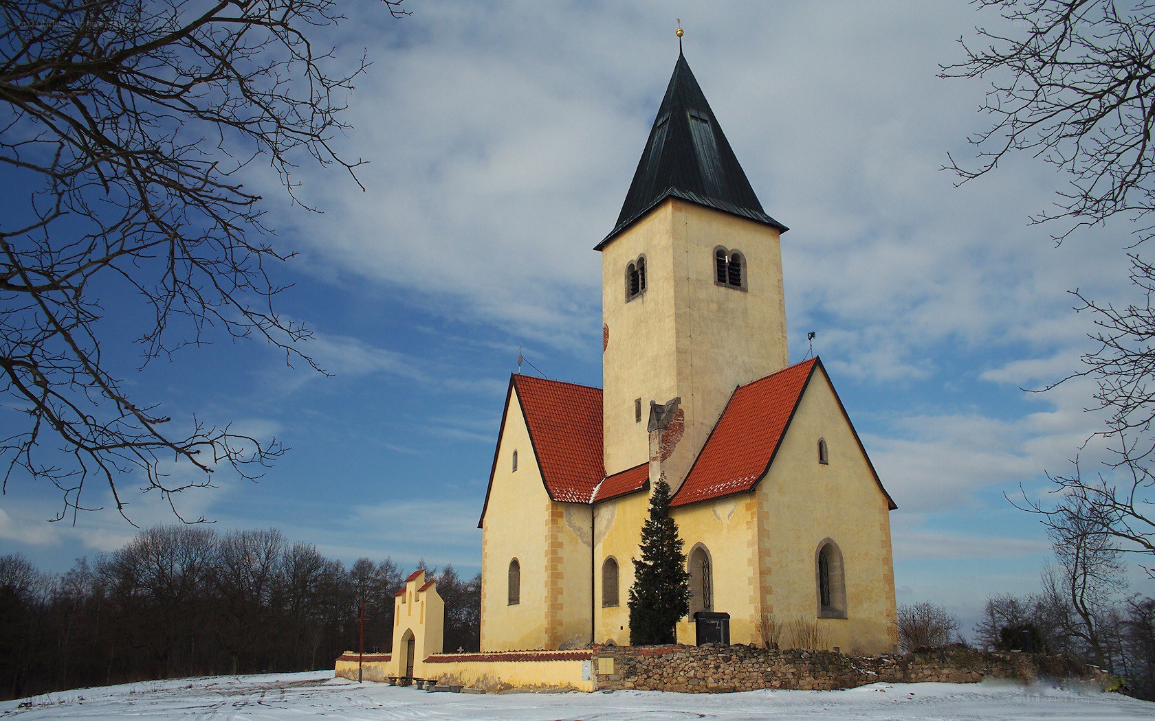 Church in winter landscape