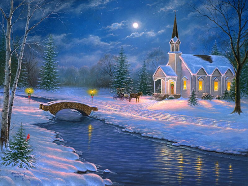 Church in Winter Night