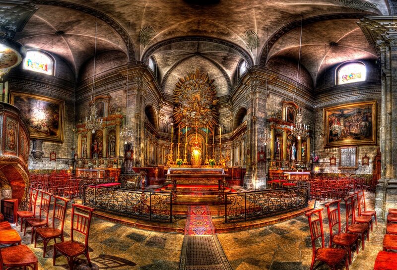 Church Interior with Altar — Brown