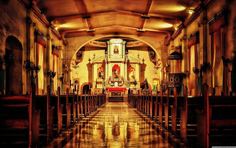 Church Interior with Altar — Gold, Serene
