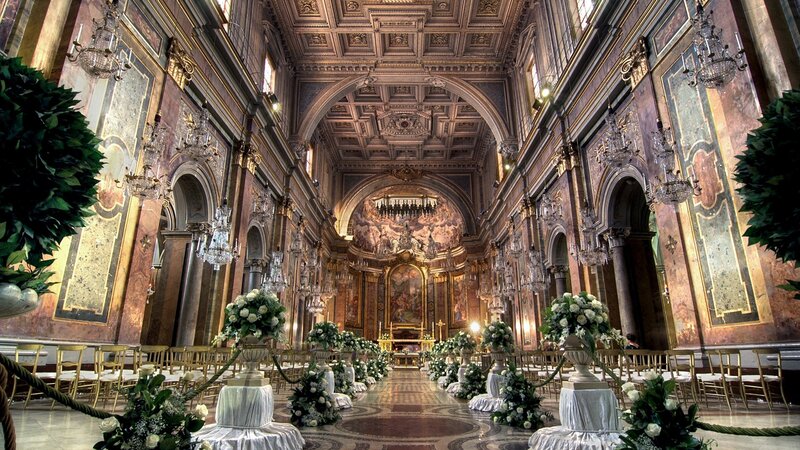 Church Interior with Flowers — Gold
