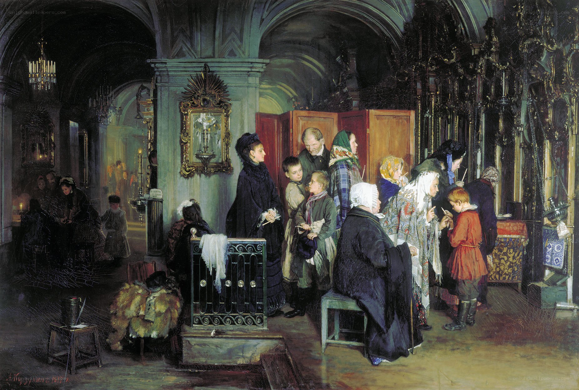 Church interior with parishioners