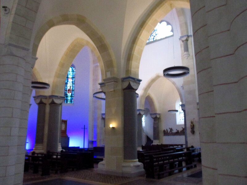 Church Interior with Pillars