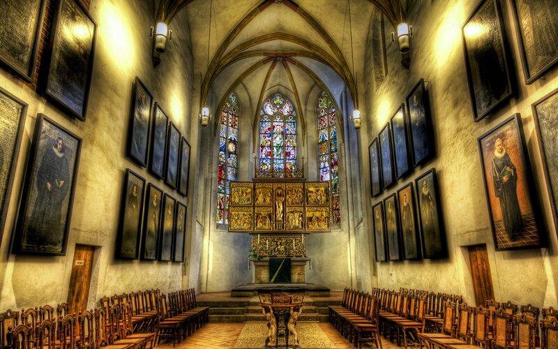 Church Interior with Portraits