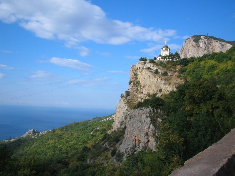 Church on a cliff overlooking the sea