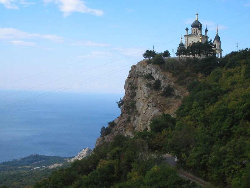 Church on a cliff overlooking the sea