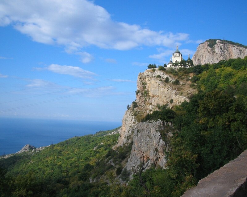 Church on a cliff overlooking the sea