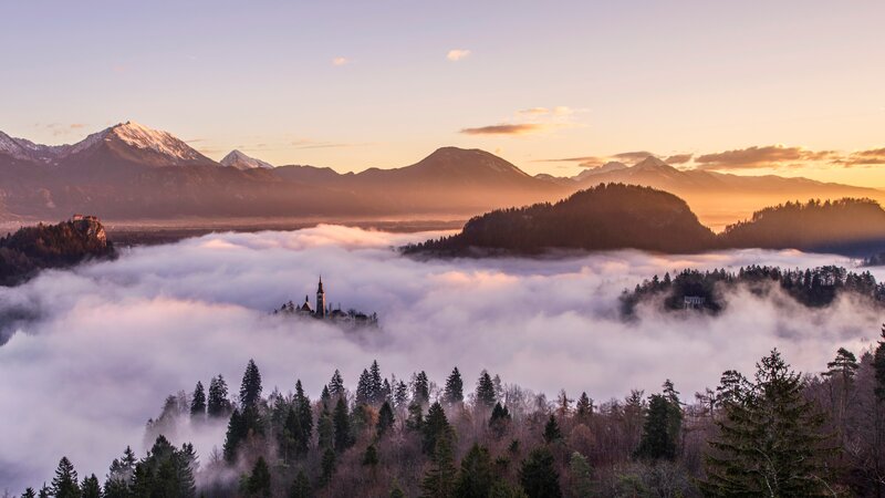 Church on a Foggy Island — Purple